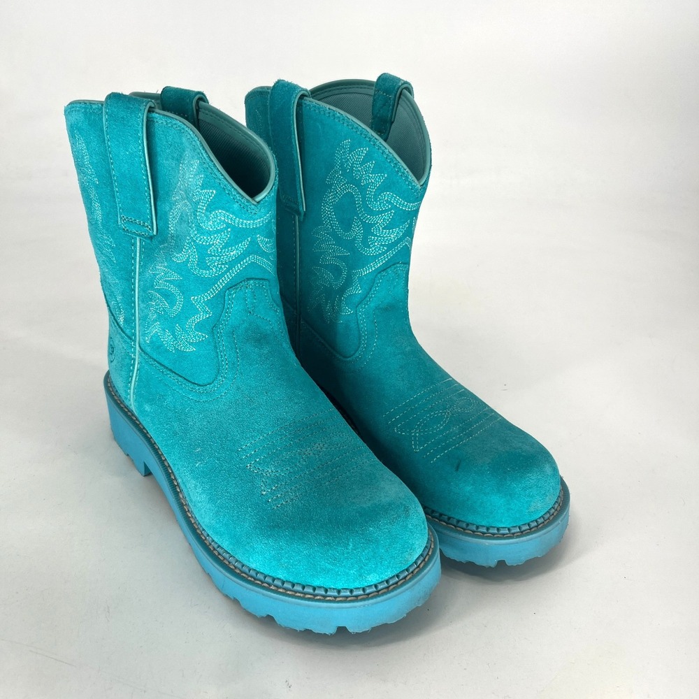 Ariat Fatbaby Western Boot Turquoise Womens 10 Leather Cowboy Country Blue